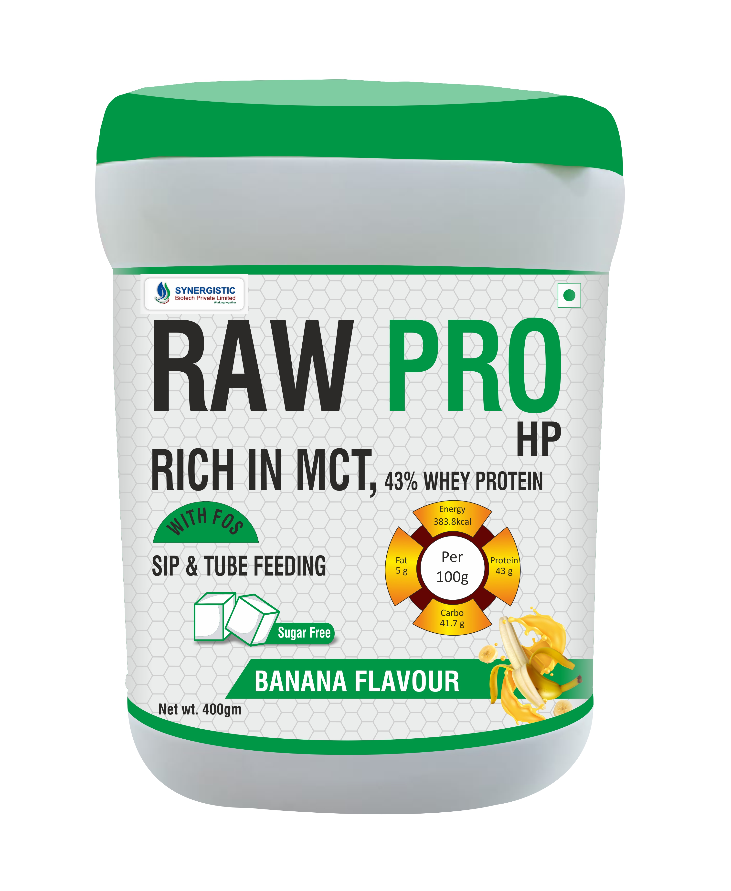 RAW PRO HP - 100% Whey Protein Medical Nutrition, 400gm Banana Flavour